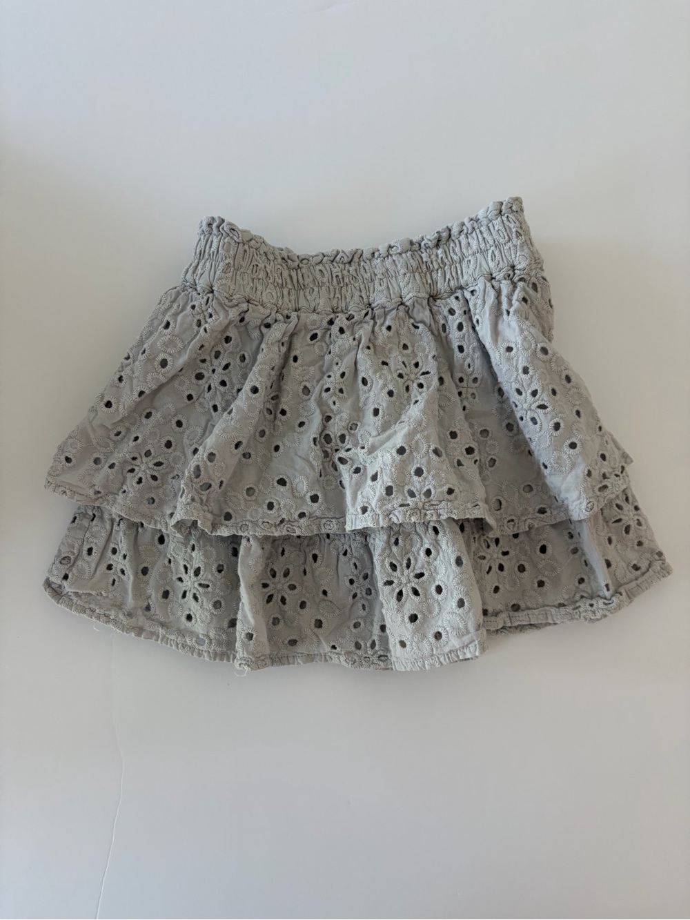 Rylee And Cru Blue Eyelet Skirt Size 6/7 Girls 100% Cotton Back To School Cute